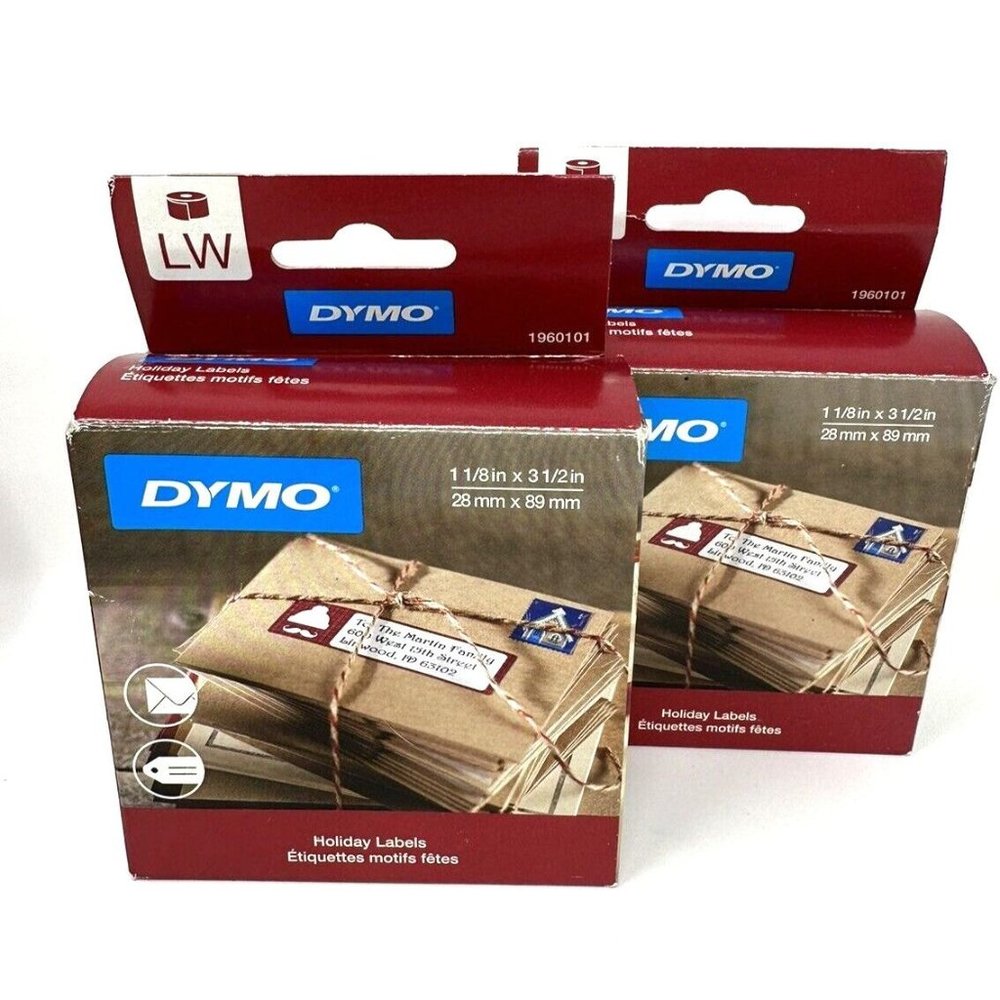DYMO LW Holiday Christmas Address Labels 1-1/8 x 3-1/2" 1960101 Lot of 2